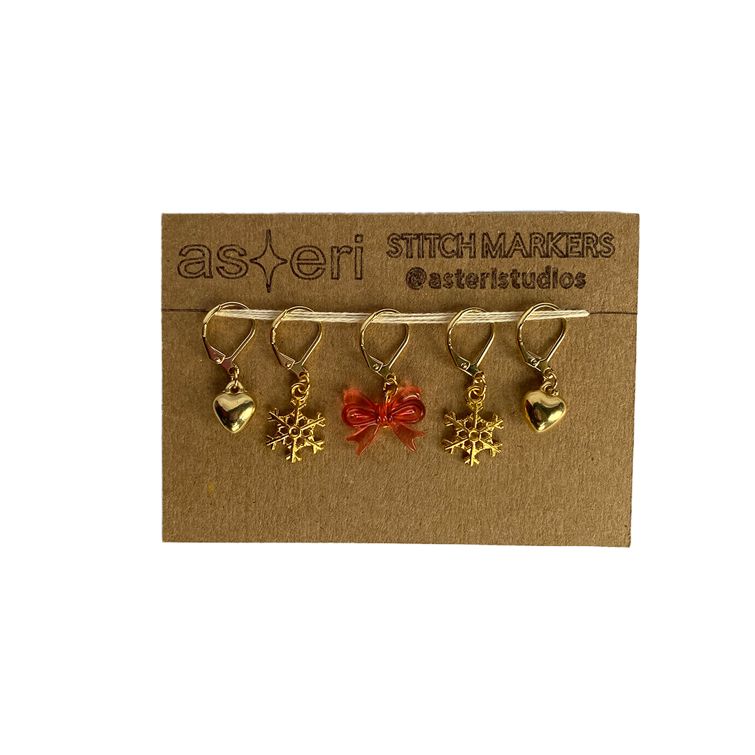 Stitch Markers - Bow Christmas