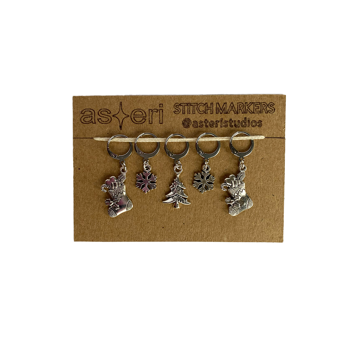 Stitch Markers - Silver Christmas