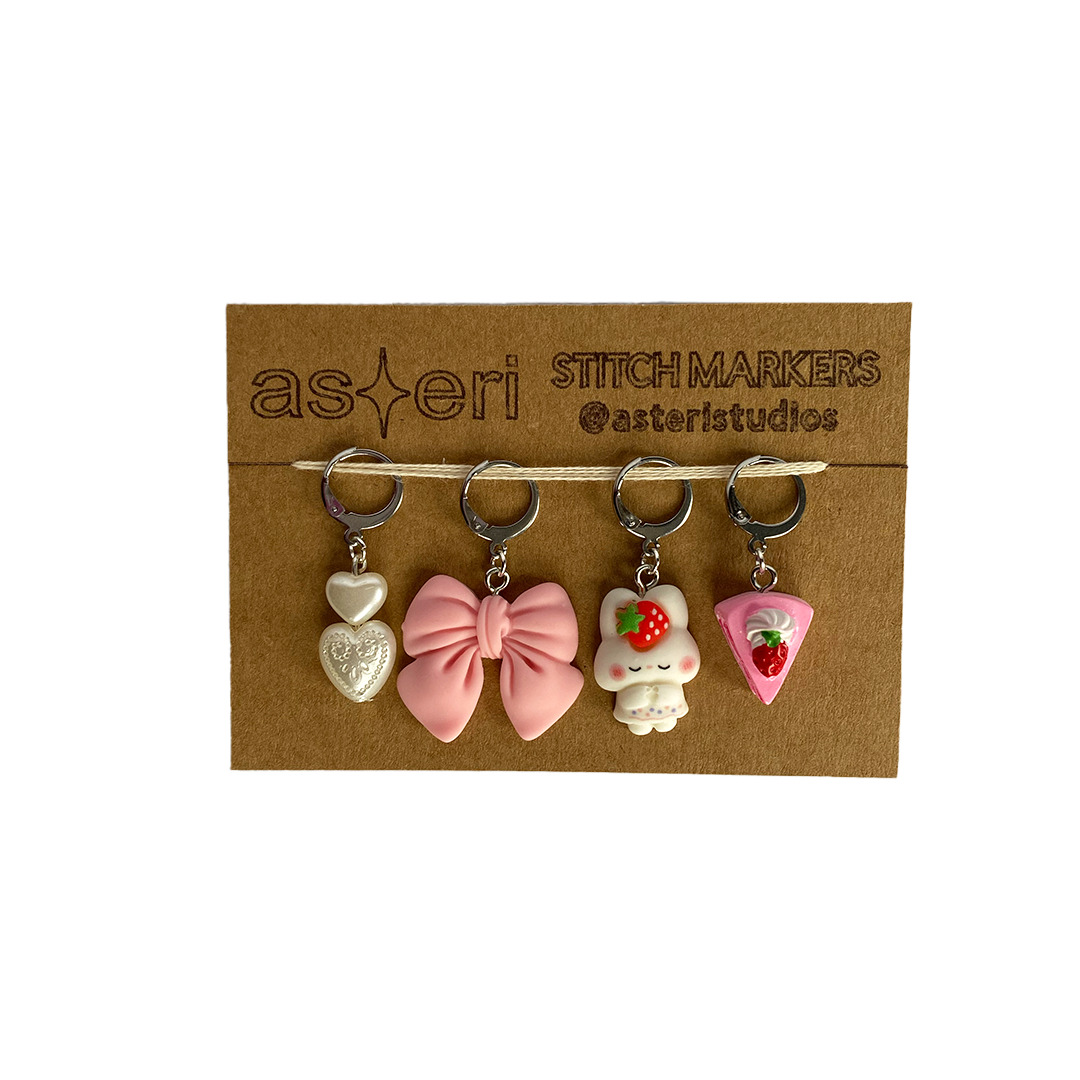 Stitch Markers - Strawberry Bunny
