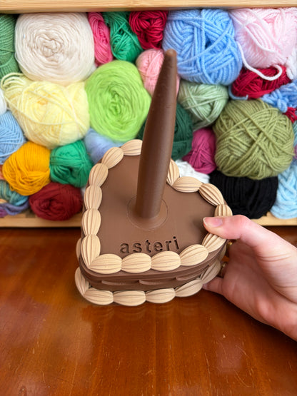 Dark & Light Brown Heart Cake Yarn Holder