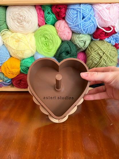 Dark & Light Brown Heart Cake Yarn Holder