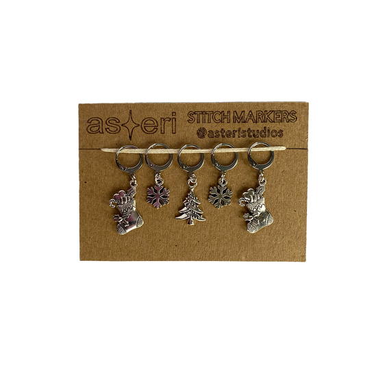 Stitch Markers - Silver Christmas